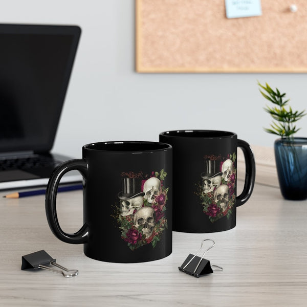 Custom Mug 11oz - Goth Mugs 101 Skulls and Roses Dark Gothic
