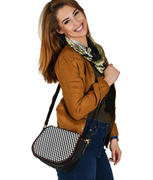 Custom Saddle Bag (Canvas) – B&W Checkers | Gift Ideas 