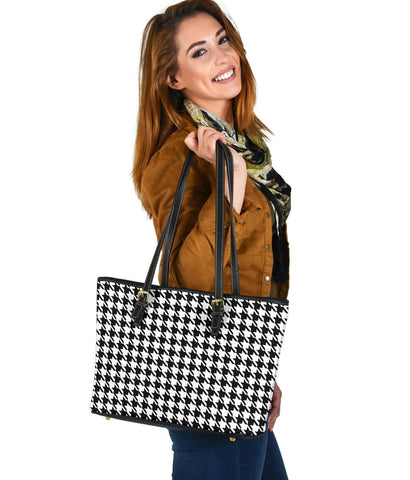 Custom Tote Bag (Vegan Leather) - Classic Black and White