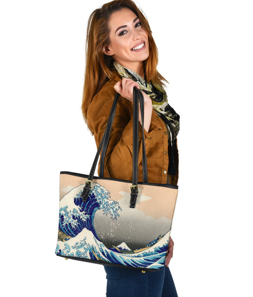 Custom Tote Bag (Vegan Leather) - Vintage Art | Katsushika