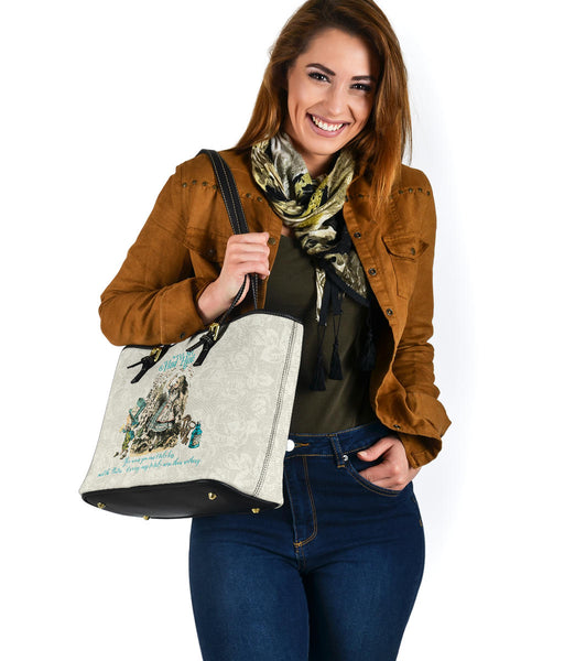 Custom Vegan Leather Tote Bag - Alice in Wonderland Gifts