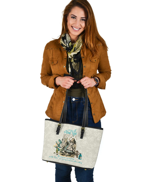 Custom Vegan Leather Tote Bag - Alice in Wonderland Gifts