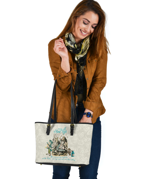 Custom Vegan Leather Tote Bag - Alice in Wonderland Gifts