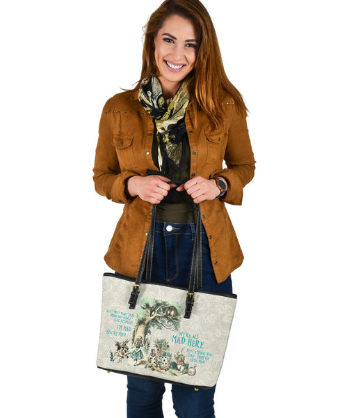 Custom Vegan Leather Tote Bag - Alice in Wonderland Gifts