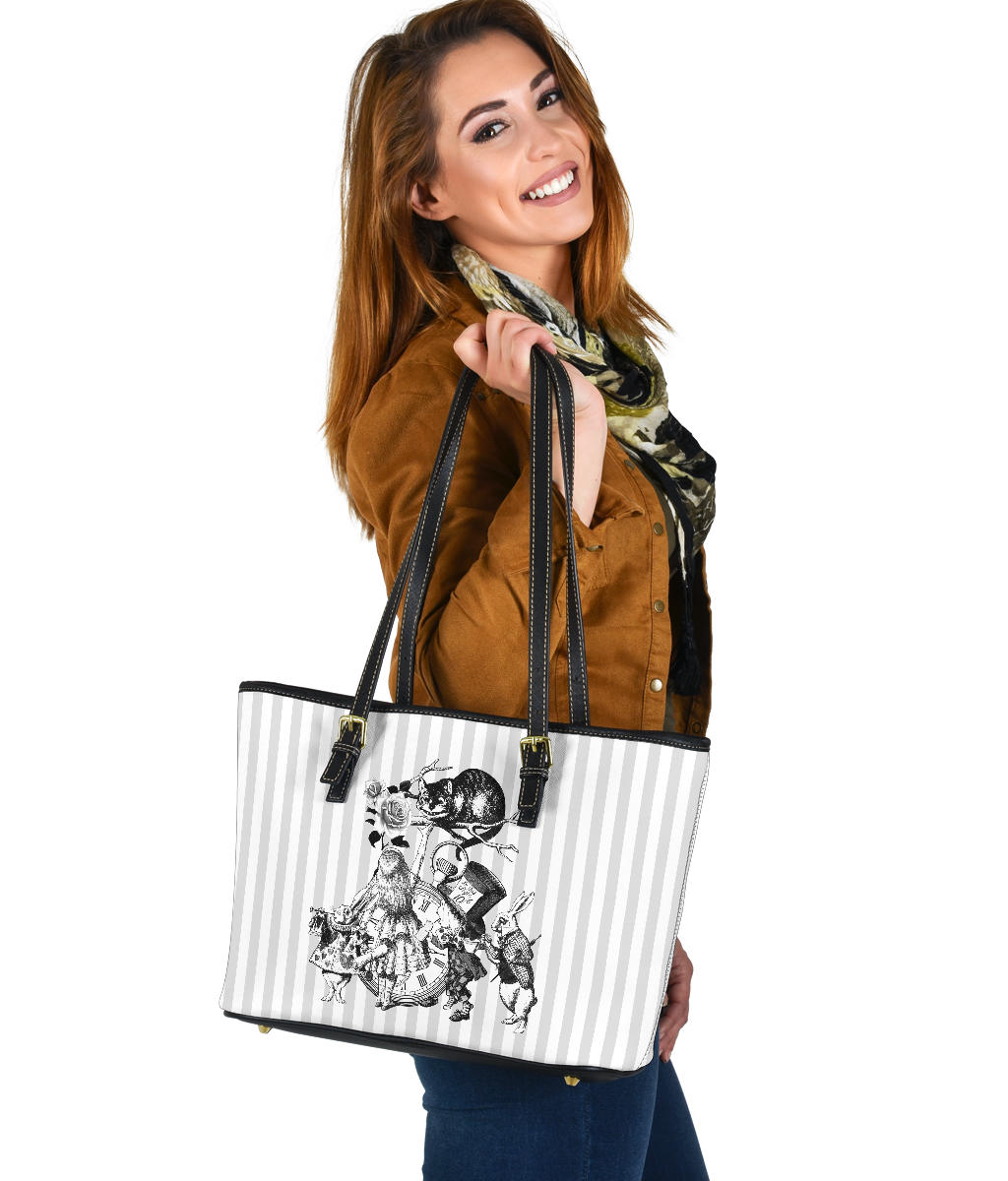 Custom Vegan Leather Tote Bag - Alice in Wonderland Gifts