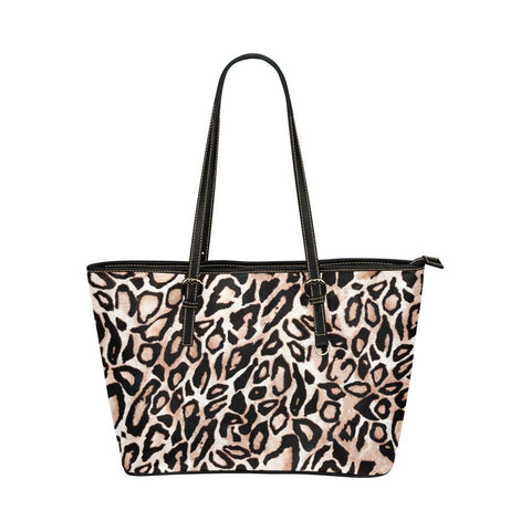 Custom Vegan Leather Tote Bag-Distressed Leopard Print 101 |