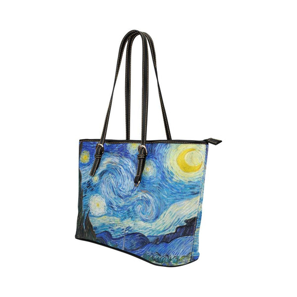 Custom Vegan Leather Tote Bag-Vintage Art Vincent van Gogh: 