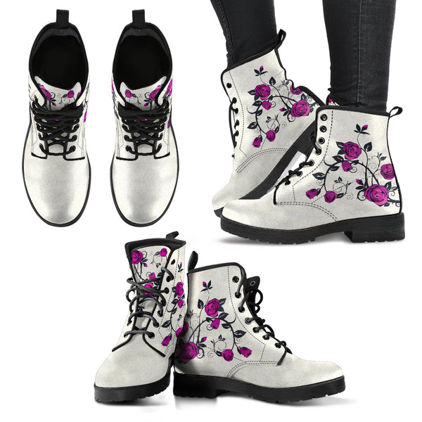 Combat Boots - Rose Art Purple | Unisex Adult Shoes Vegan