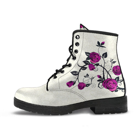 Combat Boots - Rose Art Purple | Unisex Adult Shoes Vegan