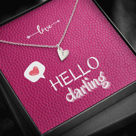 Dainty Heart Necklace with Message Card (Hello Darling) | 