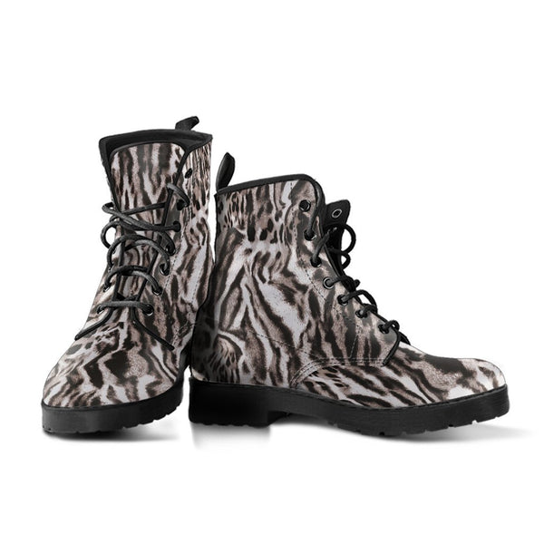 Fashion Combat Boots - Distressed Animal Print #103 | Vegan 