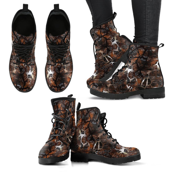 Fashion Combat Boots - Distressed Animal Print #105 | Vegan 