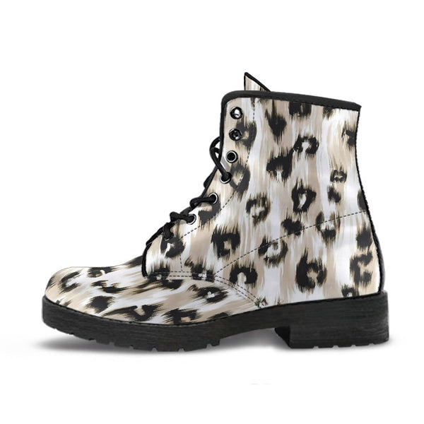 Fashion Combat Boots - Distressed Cheetah Print #101 | Vegan