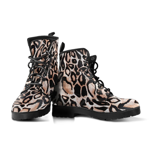 Fashion Combat Boots - Distressed Leopard Print #101 | Vegan
