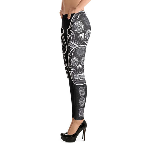 Fashion Leggings | Skulls in Black & White | ACES INFINITY