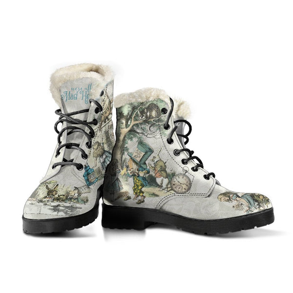Faux Fur Combat Boots-Alice in Wonderland #101 Vintage 
