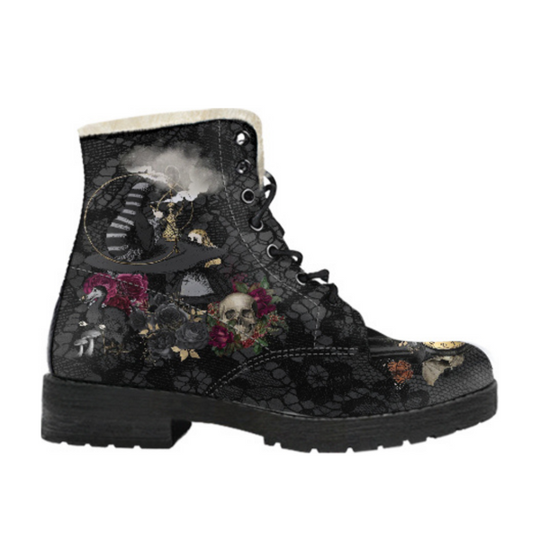 Faux Fur Combat Boots - Alice in Wonderland Gifts #101 Goth