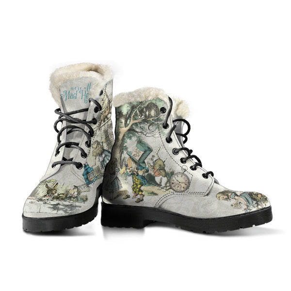 Faux Fur Combat Boots - Alice in Wonderland Gifts #101