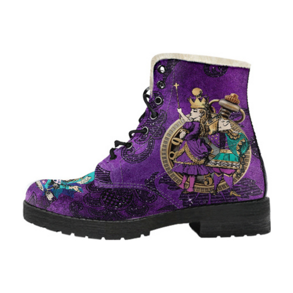 Faux Fur Combat Boots - Alice in Wonderland Gifts #21 Purple