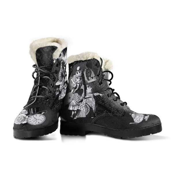 Faux Fur Combat Boots - Alice in Wonderland Gifts #52