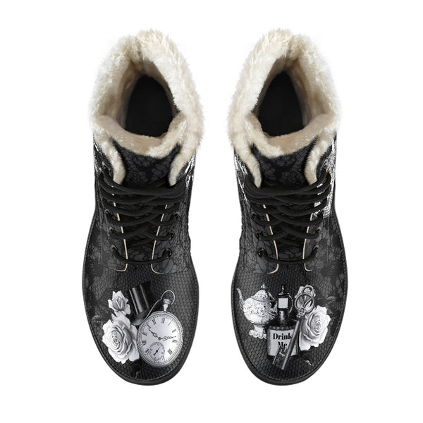 Faux Fur Combat Boots - Alice in Wonderland Gifts #52