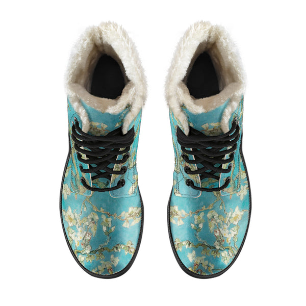 Faux Fur Combat Boots - Vintage Art | Vincent van Gogh: 