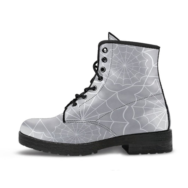 Gray Combat Boots - Spiderweb Boots | Goth Boots Gothic 