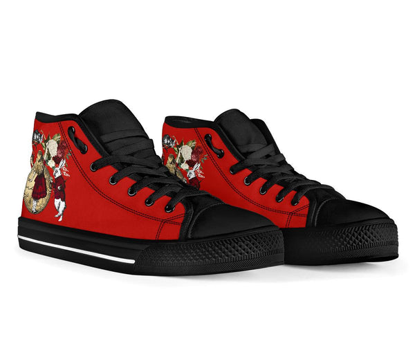 High Top Sneakers - Alice in Wonderland Gifts #32 Black/Red
