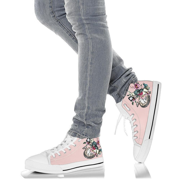 High Top Sneakers - Alice in Wonderland Gifts #43 White/Pink