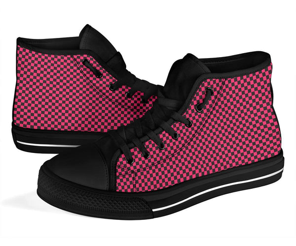 High Top Sneakers - Black and Pink Checkers | Custom High 