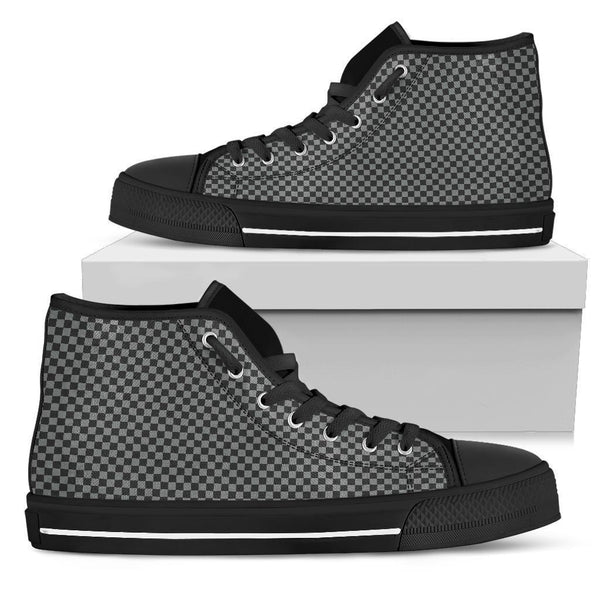 High Top Sneakers - Checkers in Black and Grey | Custom High