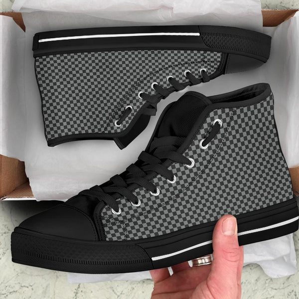 High Top Sneakers - Checkers in Black and Grey | Custom High
