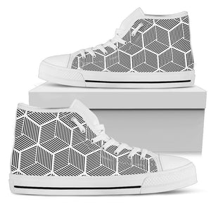 High Top Sneakers - Cubes | Custom High Top Shoes Patterned 