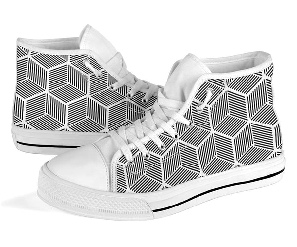 High Top Sneakers - Cubes | Custom High Top Shoes Patterned 