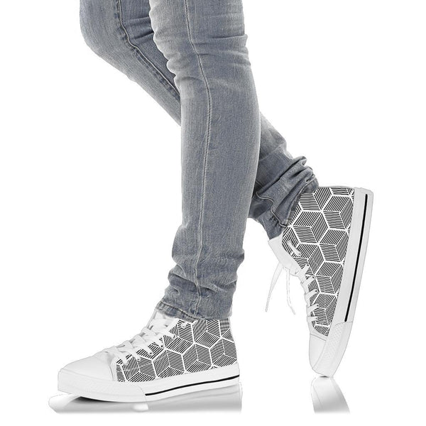 High Top Sneakers - Cubes | Custom High Top Shoes Patterned 