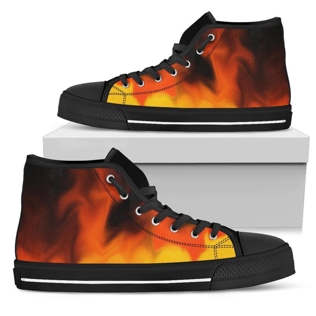 High Top Sneakers - Fire (Black) | Custom High Top Shoes 
