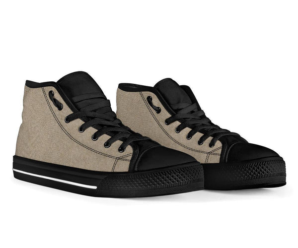 High Top Sneakers - Khaki (Black) | Custom High Top Shoes 