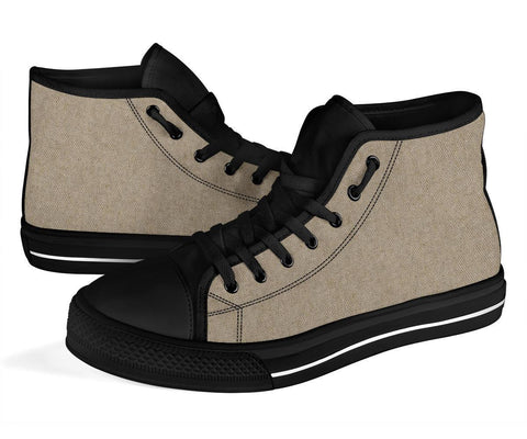 High Top Sneakers - Khaki (Black) | Custom High Top Shoes 
