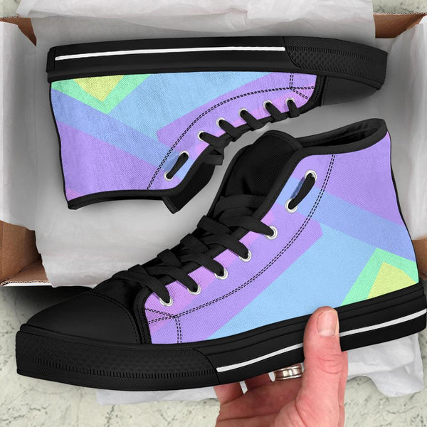 High Top Sneakers - Pastel Blocks (Black) | Custom High Top 