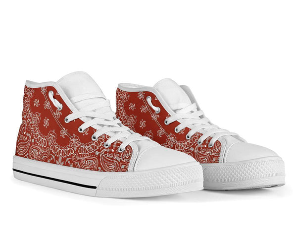 High Top Sneakers - Red Paisley Print | Custom High Top 