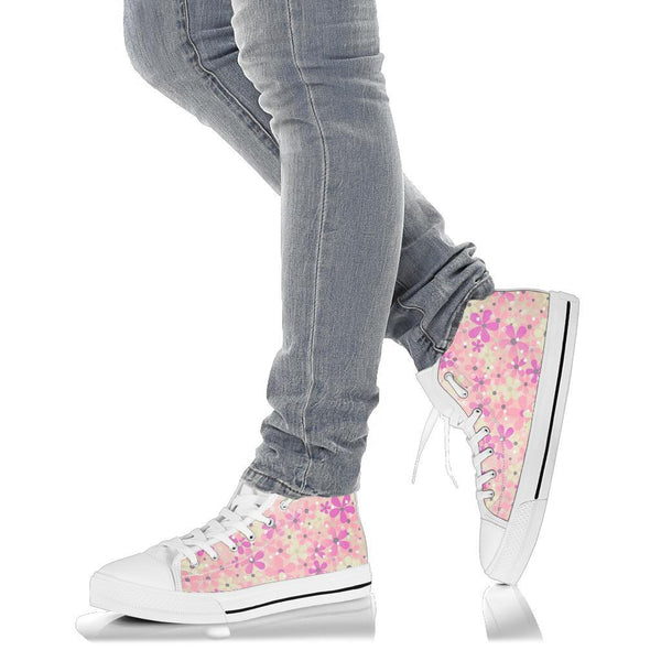 High Top Sneakers - Sweet Floral | Blush Pink Flat Shoes 