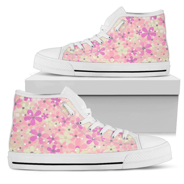 High Top Sneakers - Sweet Floral | Blush Pink Flat Shoes 