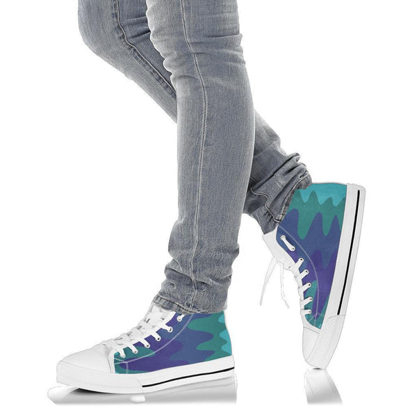 High Top Sneakers - Wavy Cool (White) | Custom High Top 
