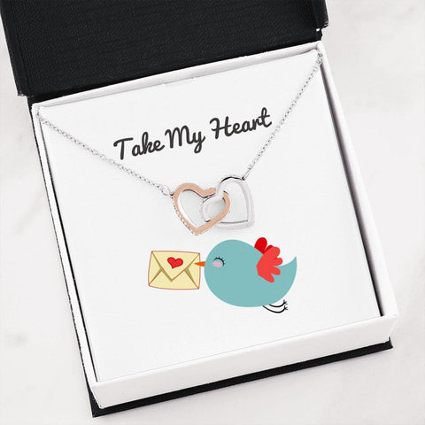 Interlocking Hearts Necklace | Message Card - Take My Heart 