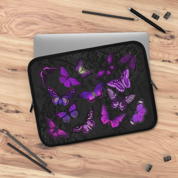 Laptop Sleeve-Vintage Purple Butterflies 101 Custom Laptop 