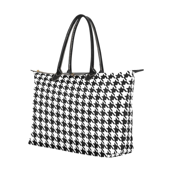 Nylon Tote-Classic Black and White Houndstooth | ACES 