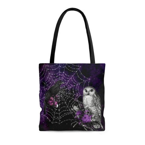Polyester Tote Bag-Raven and Owl | ACES INFINITY