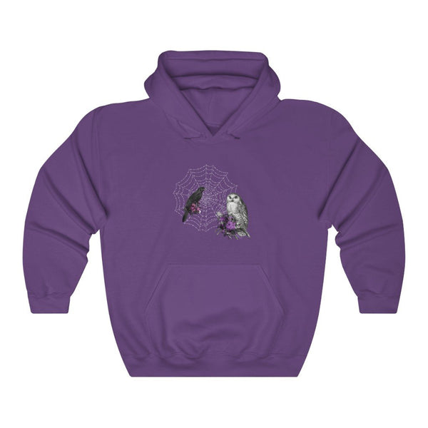 Pullover Hoodies-Raven and Owl | Printify
