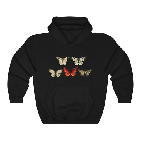 Pullover Hoodies-Vintage Red White Butterfly Hoodie 101 |