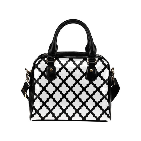 Shoulder Handbag-Classic Black and White 125 Vegan Leather 